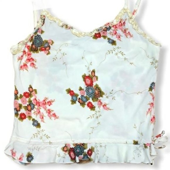 Lucy Love Boho floral copped tank top with side tie (Medium) - Picture 7 of 9